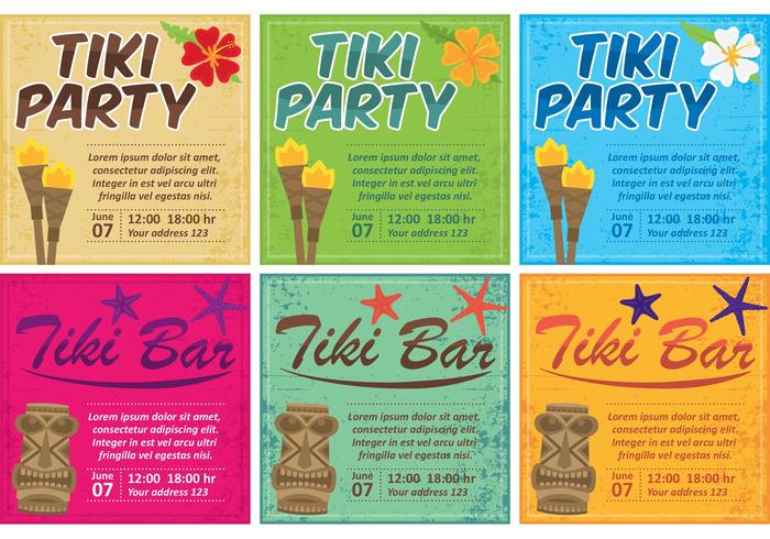 Tiki Torch Card Vectors