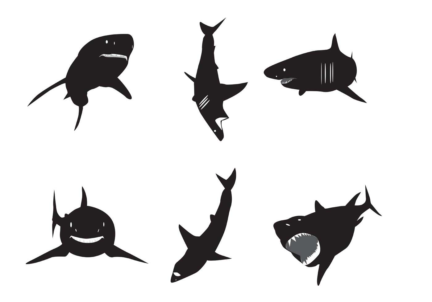 Download Vector Great White Shark Silhouettes 86661 Vector Art at ...