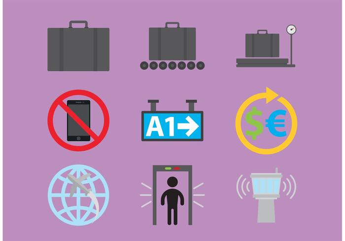 Iconos del vector del aeropuerto