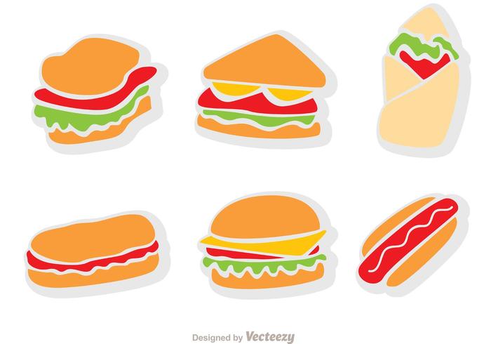 Flat Icons Fast Food Vector