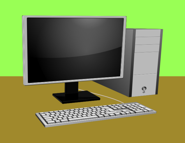 Computer with monitor and keyboard Computer with monitor and keyboard