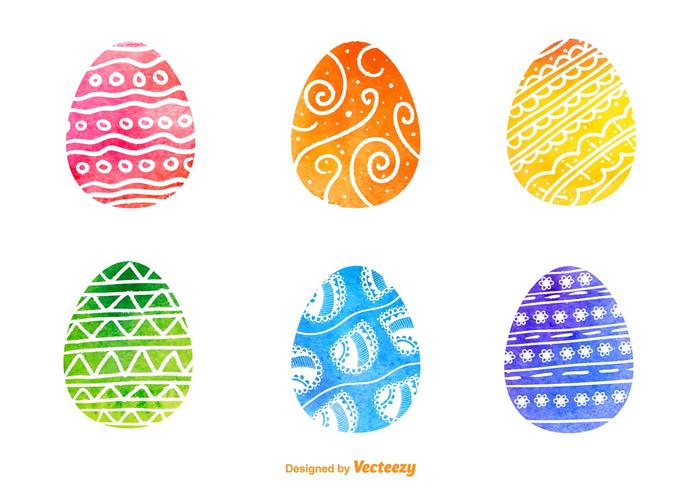 Watercolored Easter Egg Vectors Watercolored Easter Egg Vectors