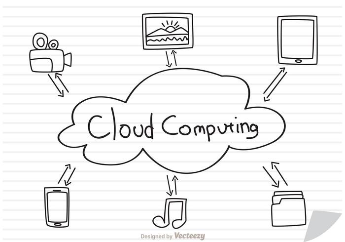 Concepto de concepto de computación en la nube sobre el vector de papel