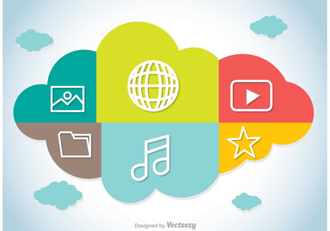 Colorful Cloud Computing Concept Vector Free Vector