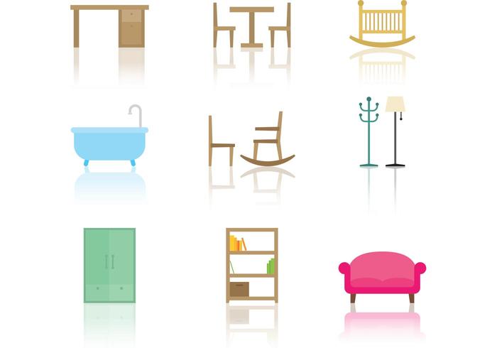 Muebles Iconos Vector