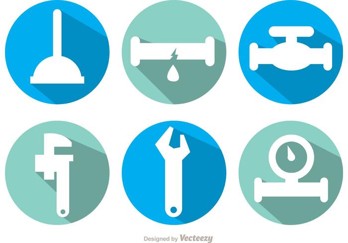 Plumbing Long Shadow Icon Vectors