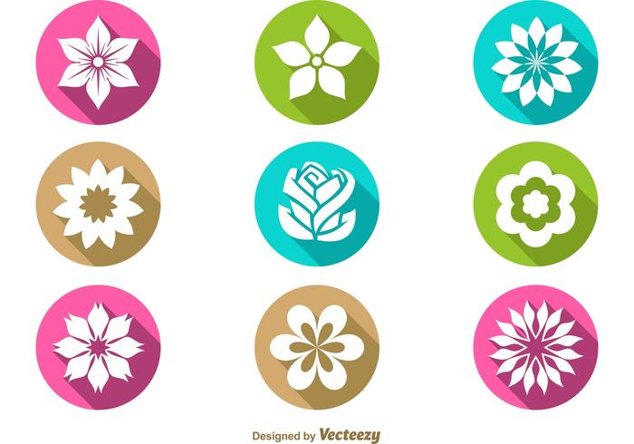 Iconos Vector Floral Plano