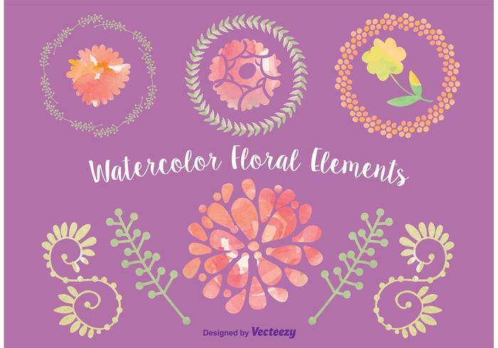 Watercolor Vector Floral Elements Watercolor Vector Floral Elements
