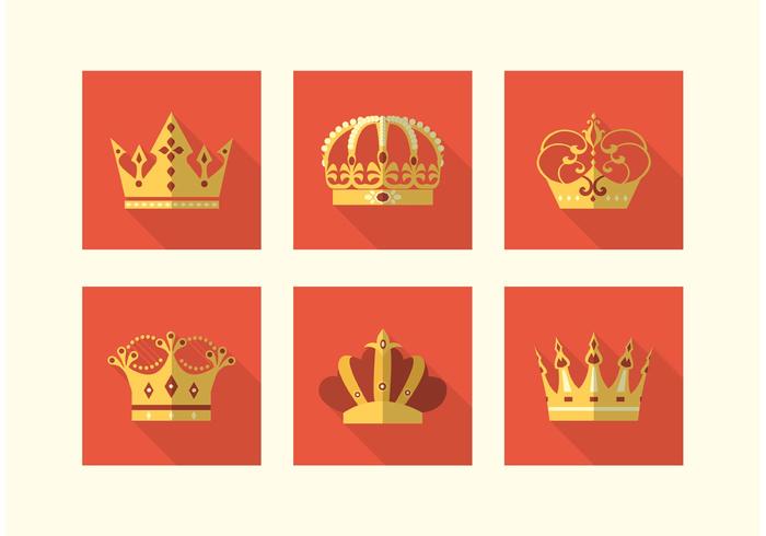 Flat Crowns Vector Icons