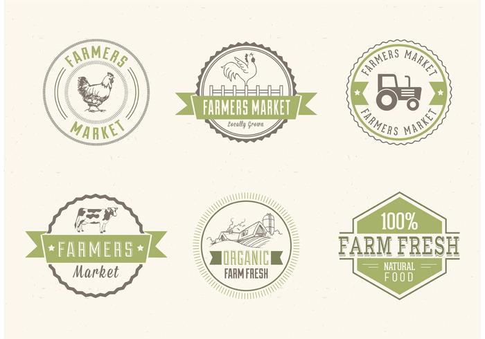 Farmers Market Vector Labels