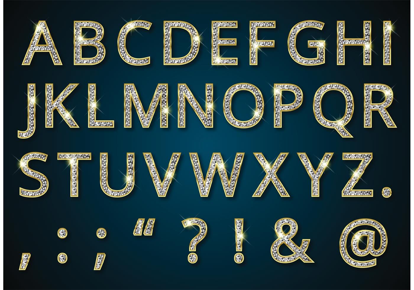 Free Golden Alphabet With Diamonds Vector 86904 Vector Art at Vecteezy