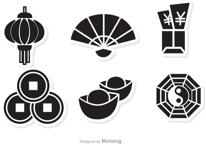 Año Nuevo Lunar Negro iconos vectoriales vector