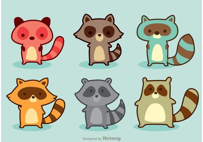 Variación Raccoon Cartoon Vector