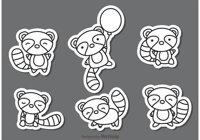 Outline Cartoon Raccoon Vector