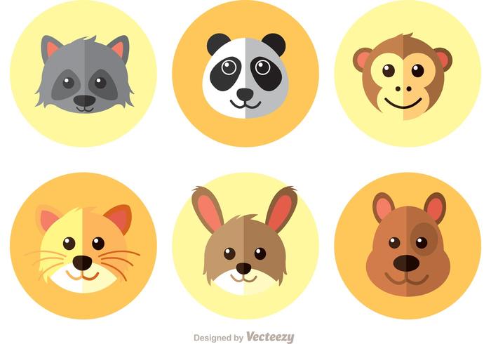 Animals Flat Icons Vector