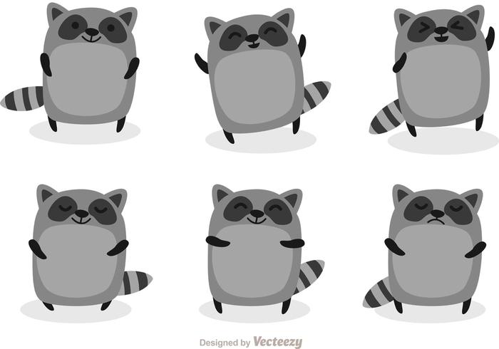 Cute Racoon Cartoon Vectors