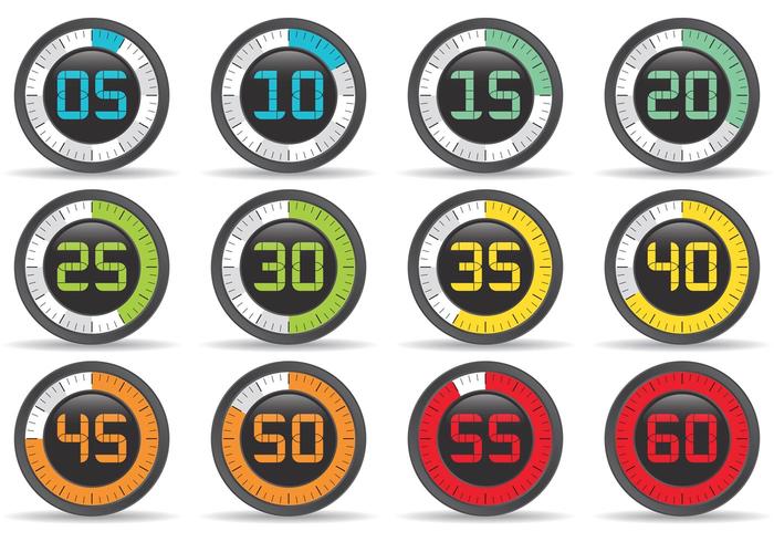 Colorful Athletic Stop Watch Vectors 