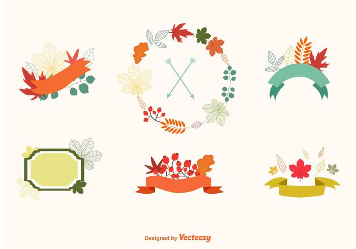 Autumn Flora Label Vectors