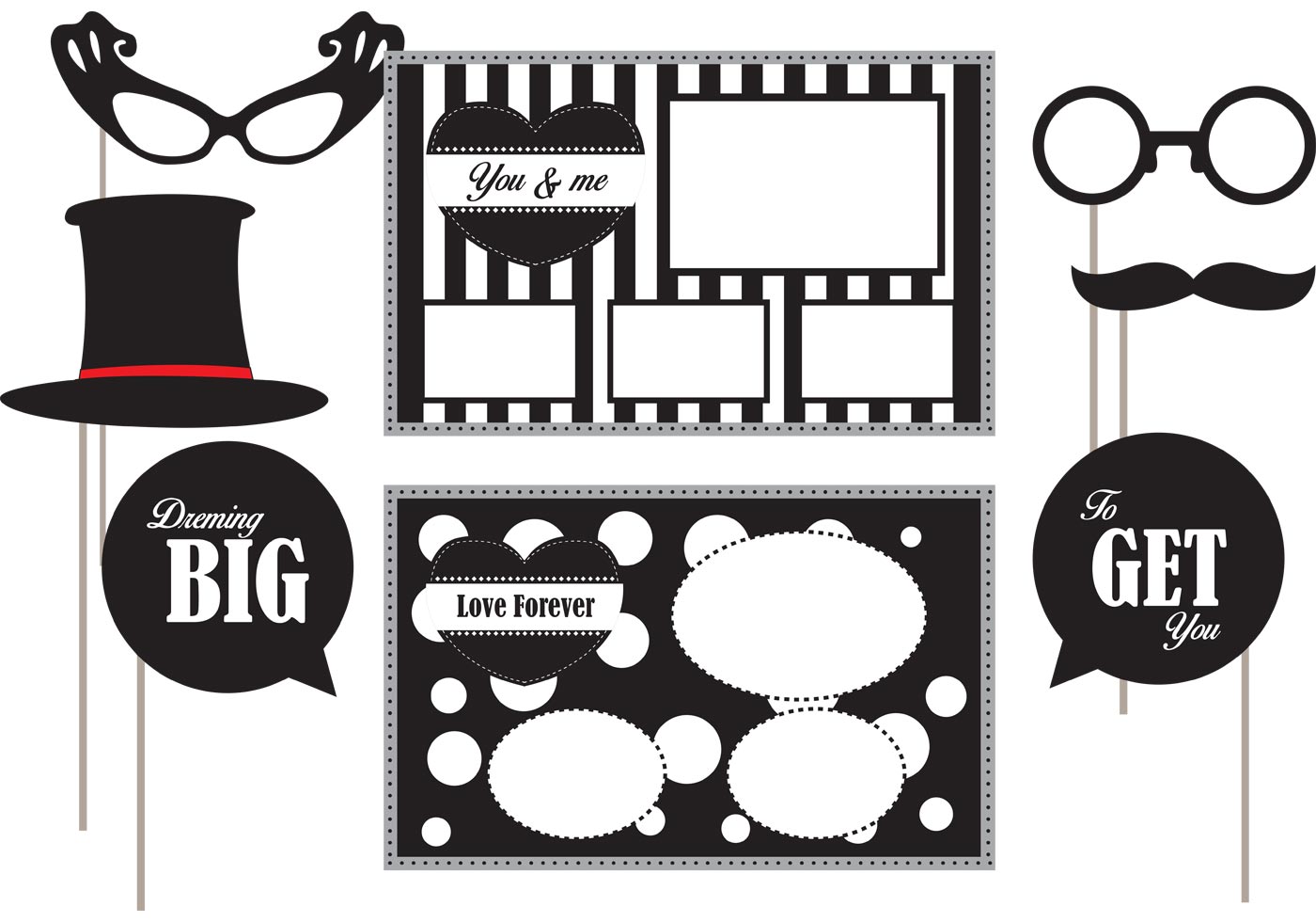 Black and White Photobooth Vector Elements Download Free Vector Art