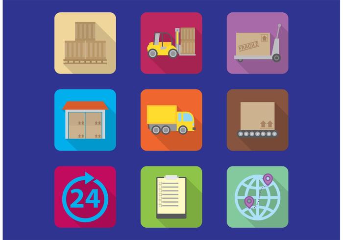 Long Shadow Delivery Vector Icons Long Shadow Delivery Vector Icons