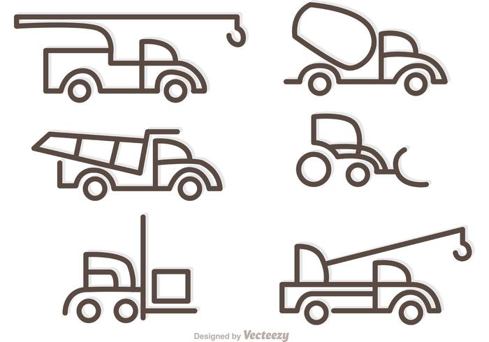 Simple Outline Trucks Icons Vector