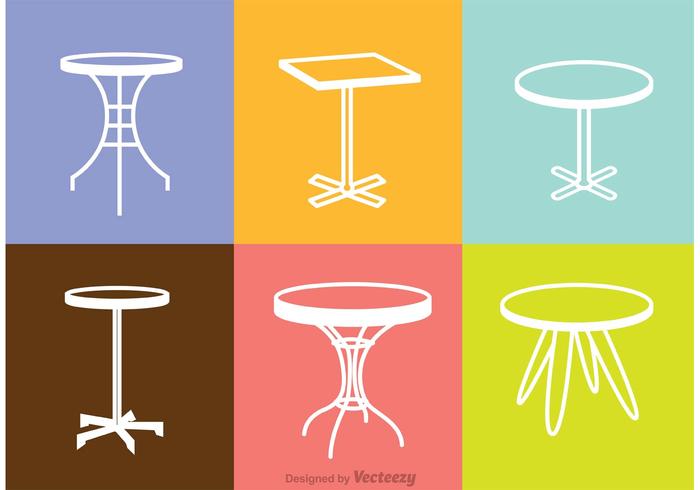 White Table Icons Vector