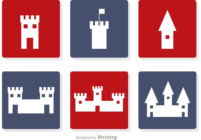 Castillo Blanco Iconos Vector