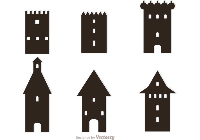 Silhouette Fort Icons Vector