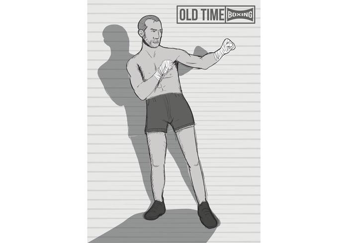 Old Time Boxer Vector In Gray