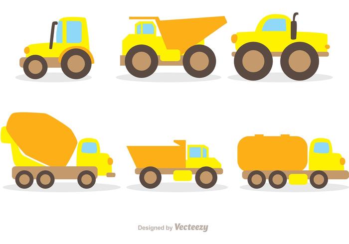 Flat Dump Trucks Vector Pack