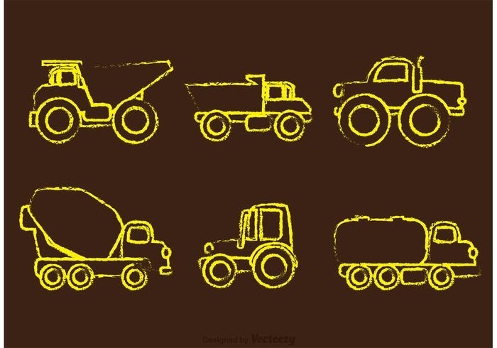 Chalk Drawn Dump Trucks Vectors Chalk Drawn Dump Trucks Vectors