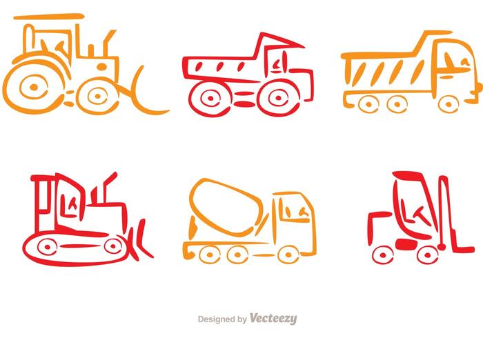 Colorful Line Dump Trucks Vector