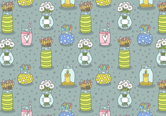 Mason Jar Seamless Pattern Vector