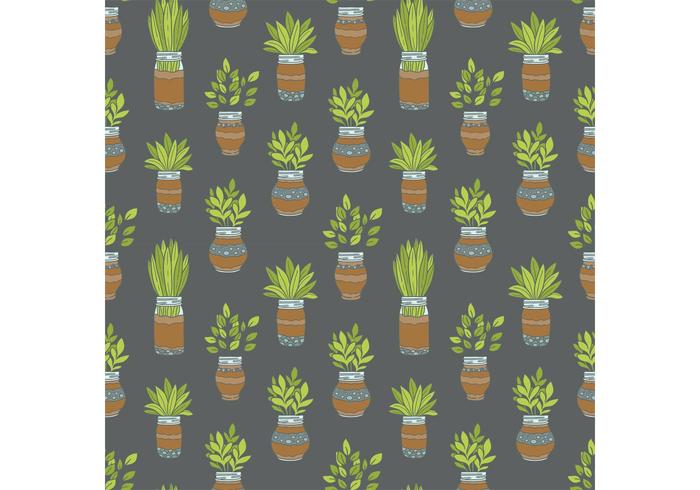 Free Mason Jar Plant Vector Pattern