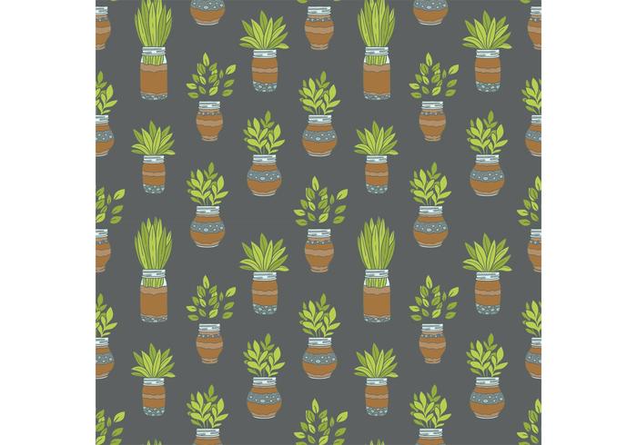 Free Mason Jar Plant Vector Pattern