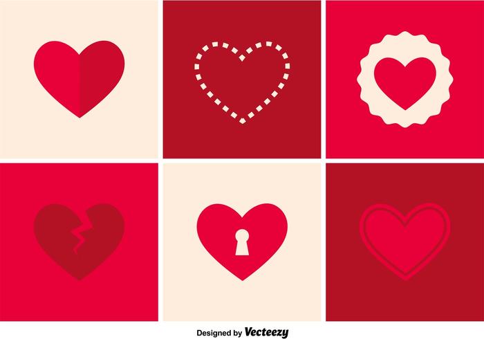 Flat Heart Icons vector