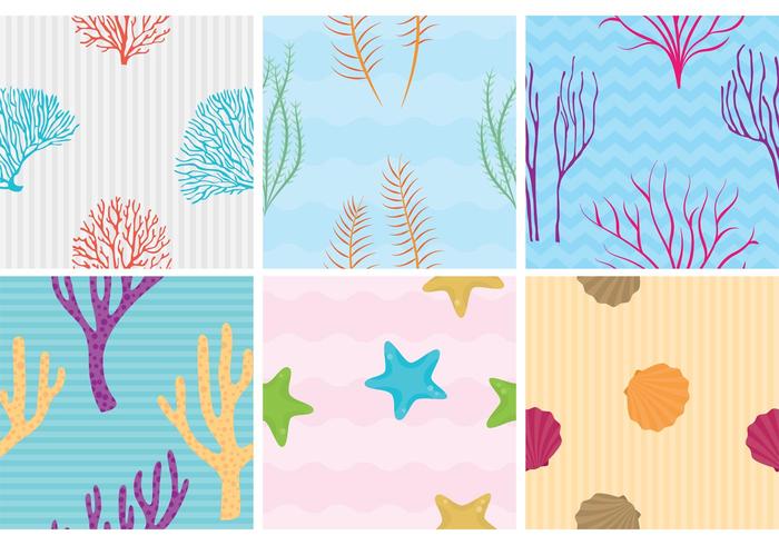 Coral Reef with Fish Vector Patterns