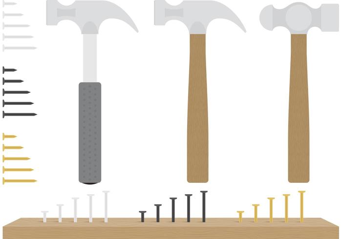 Hammer And Nail Vectors