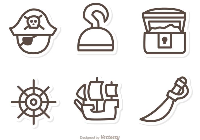 Iconos del vector del esquema del pirata