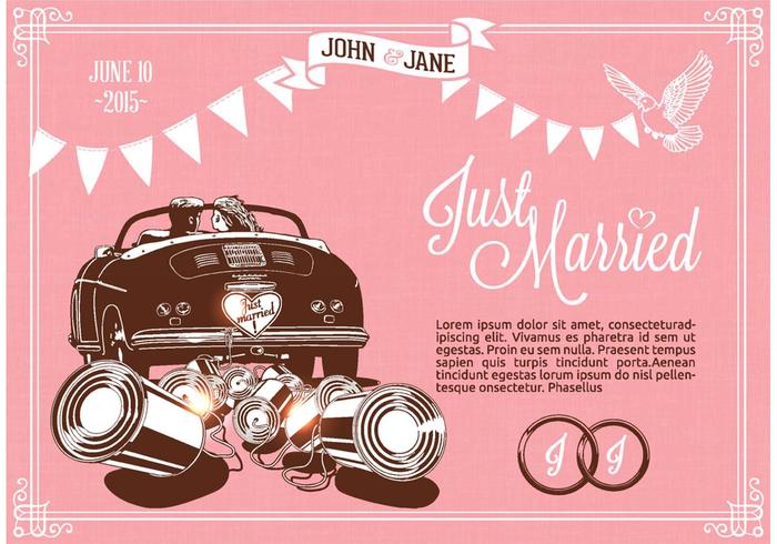 Retro Just Married On Car Vector