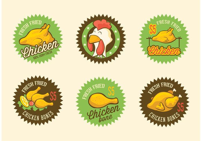 Retro Fried Chicken Vector Labels