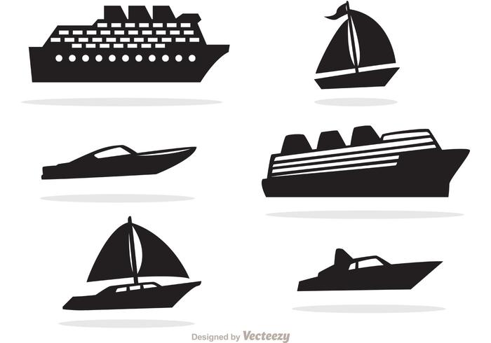 Barco Y Barco Iconos Negro Vector