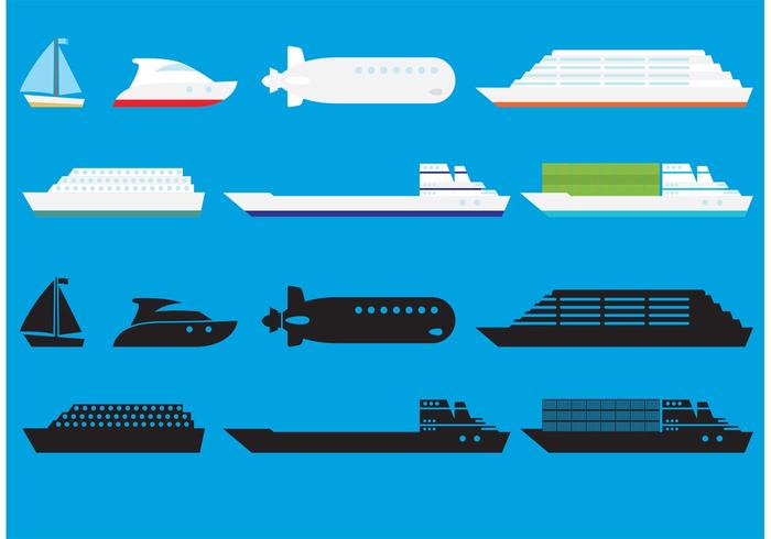 Iconos del vector de los barcos