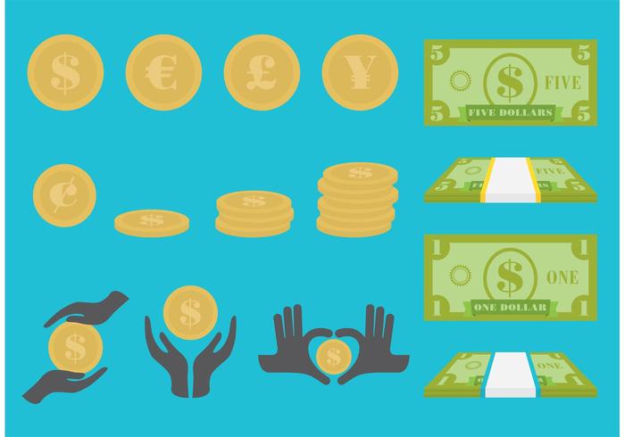 Bills And Cash Vector Icons