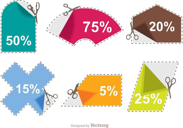 Scissor Coupon Discount Sticker Vectors Scissor Coupon Discount Sticker Vectors