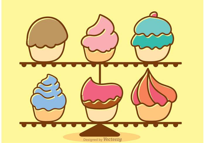 Cupcake Stand Cartoon Vector 