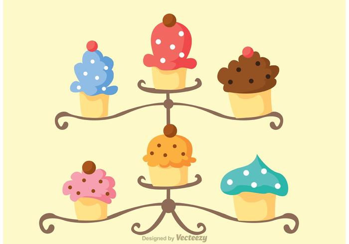 Yummy Cupcake Stand Vector