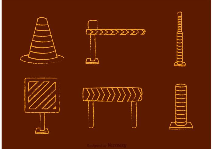 Chalk Drawn Road Traffic Icons Vector Chalk Drawn Road Traffic Icons Vector