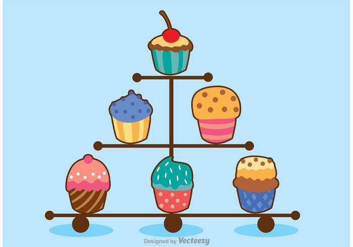 Various Cupcake Stand Vector