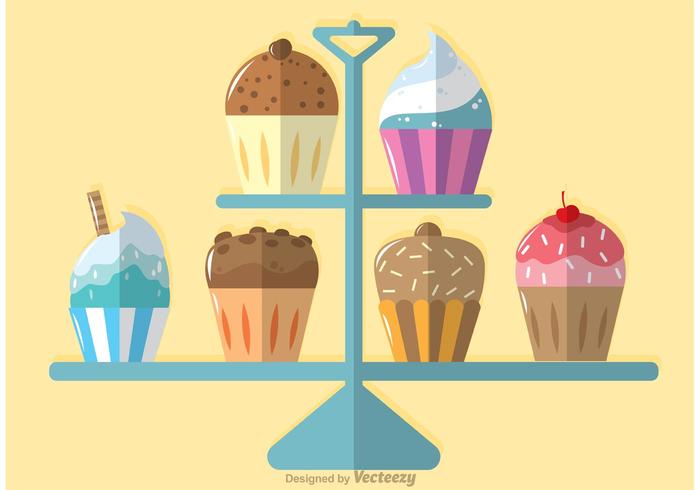 Delicious Cupcake Stand Vector